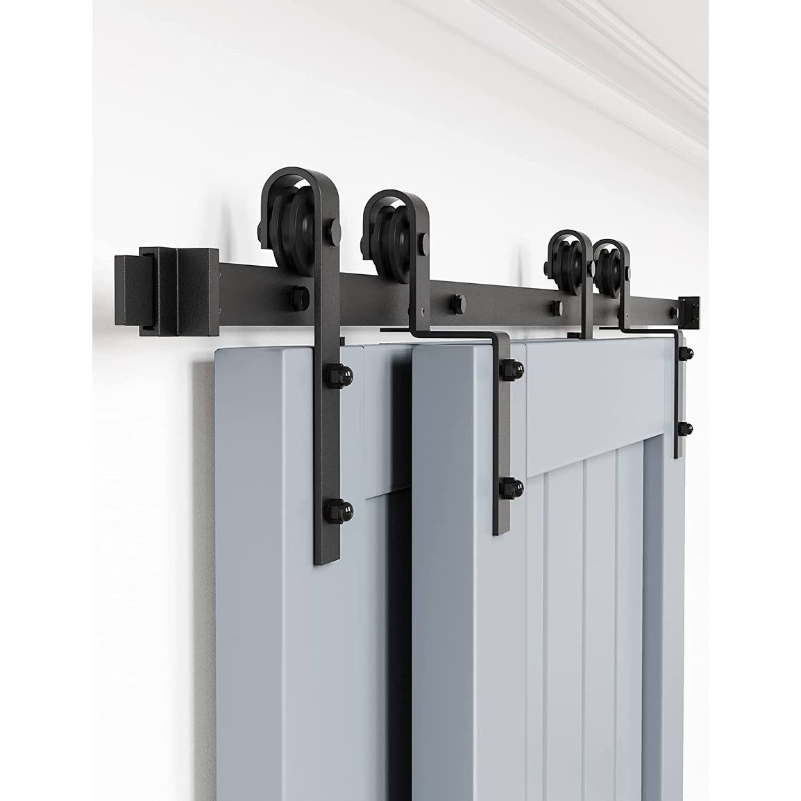 Single Bypass Double Door Barn Door Hardware Kit Winsoon Track Length 79 in. GCM4995