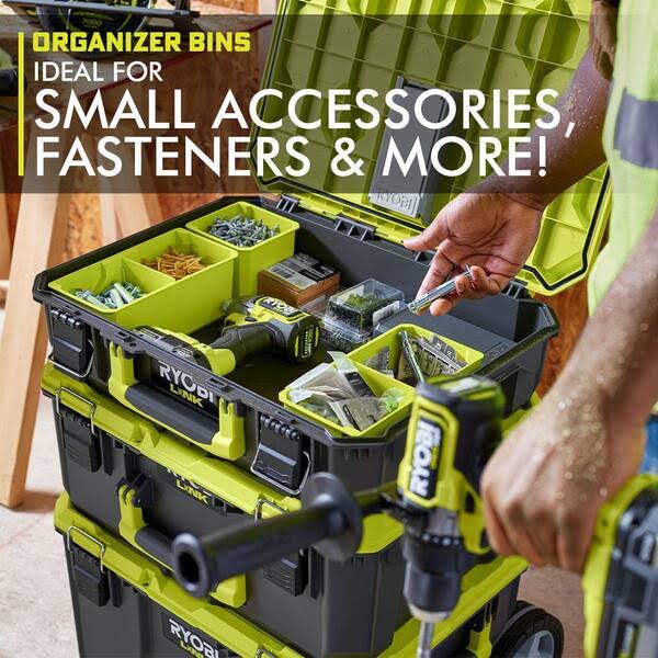 Link Medium Toolbox with Link Medium Toolbox Dividers, Ryobi Green