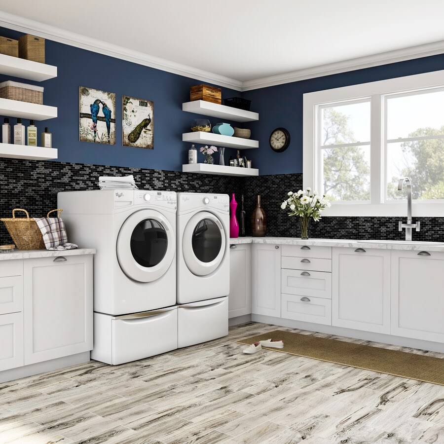 GBI Tile & Stone Inc. Gemstone Black 12-in x 12-in Glossy Glass Brick Subway Wall Tile | GL05X2BLGEM