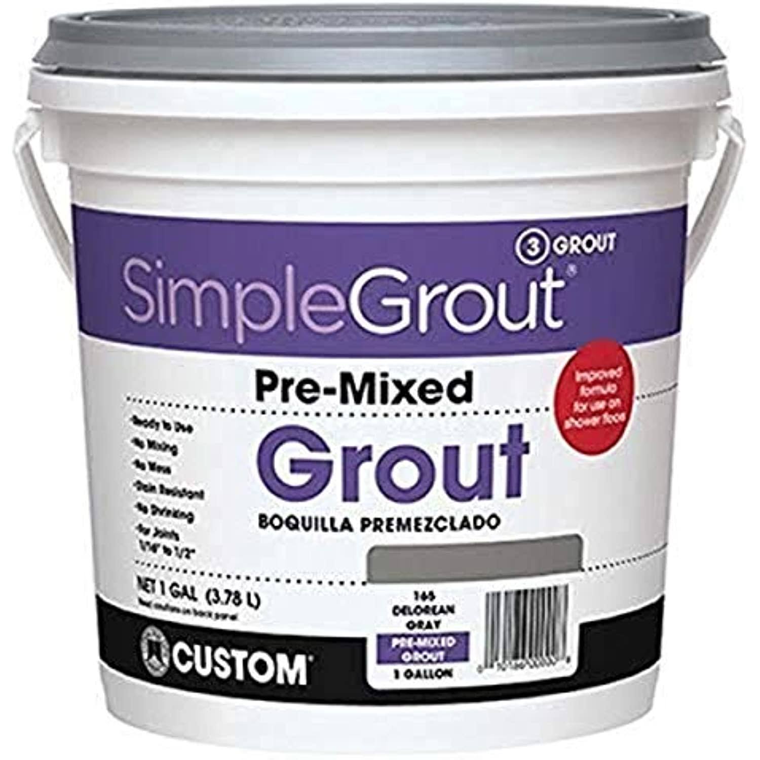 Custom PMG3811-2 Simplegrout Pre-Mixed Grout, Bright White, 1 Gallon