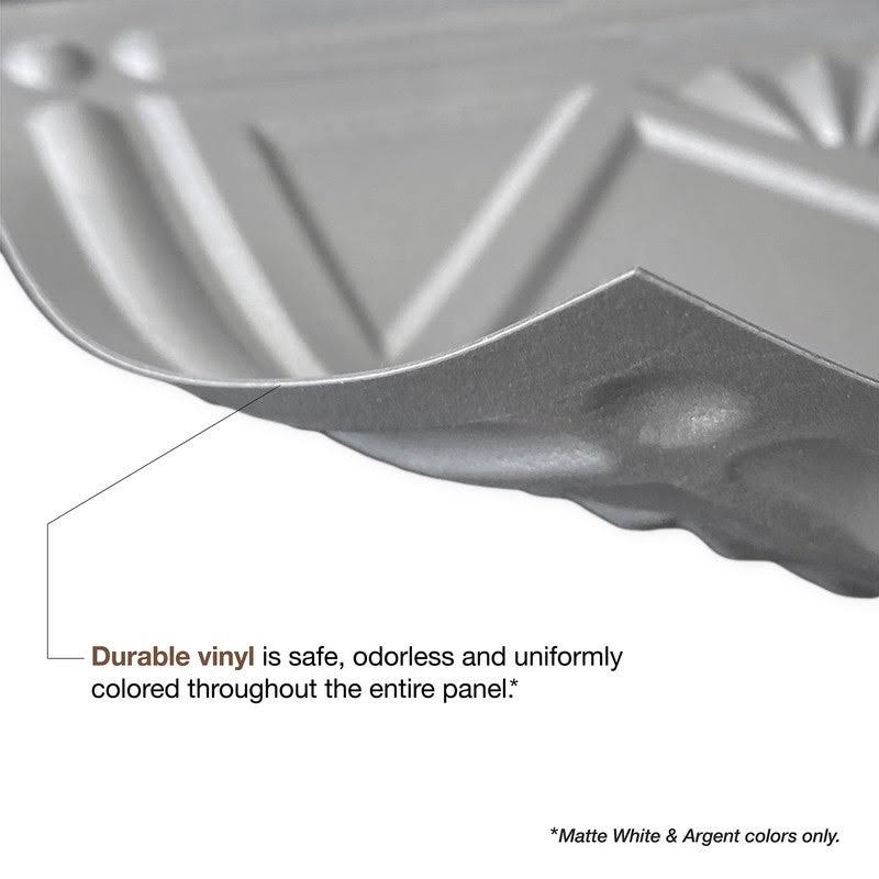 Fasade Coffer Decorative Vinyl 2ft x 2ft Lay in Ceiling Tile in Matte White (5 Pack)