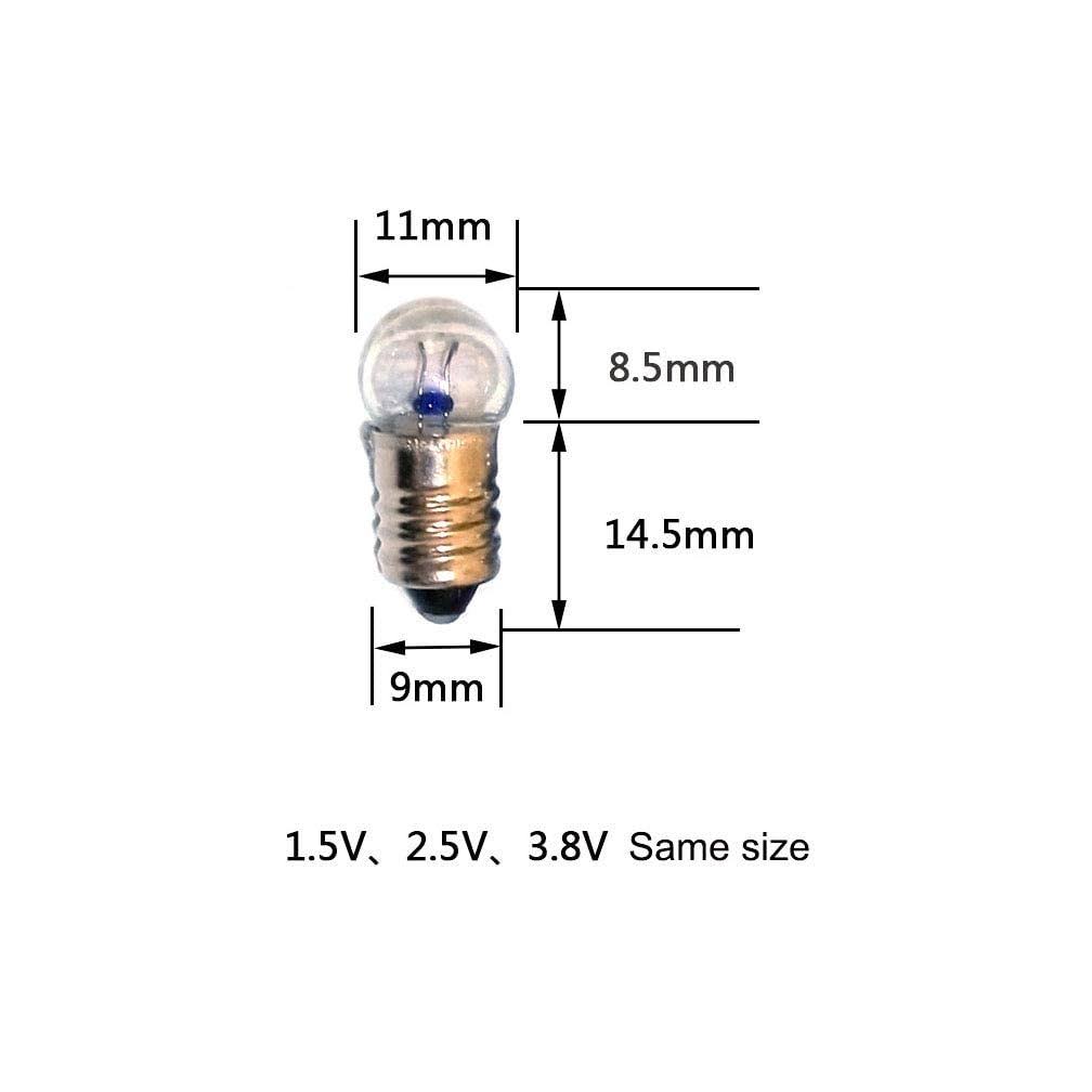 MEETOOT Set of 10pcs Screw Mini Bulb 2.5V and 5pcs E10 Mini Bulb Holder Black Plastic Pure Brass Lamp Bases Student Experiment Lighting DIY