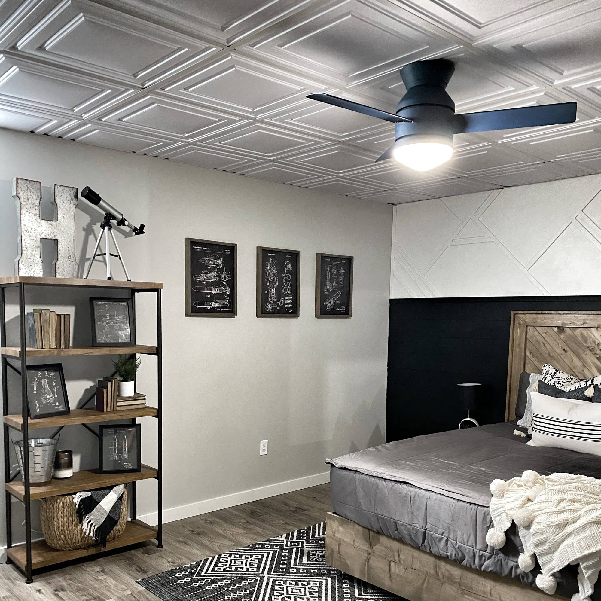 Ceilume 10 PC Stratford Ultra-Thin Feather-Light 2x2 Lay in Ceiling Tiles- for