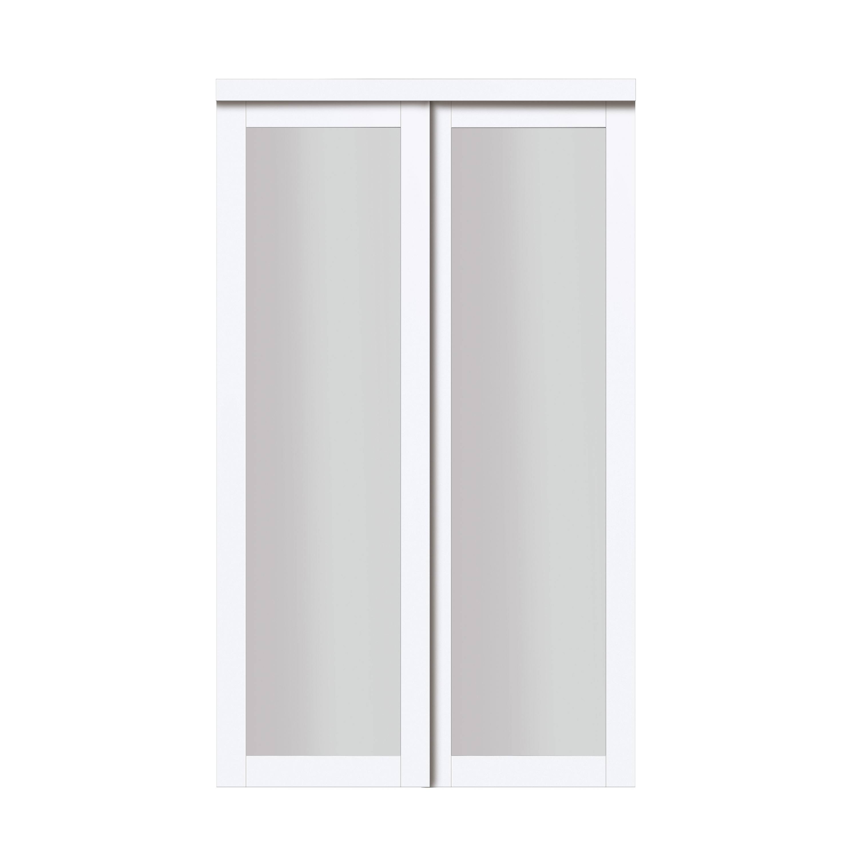 60 in. x 80 in. Harmony White Mirror MDF Bypass Sliding Closet Door
