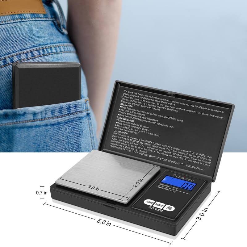 Digital Pocket Scale 1000g/0.1g, Small Digital Scales Grams and Ounces, Herb Scale, Jewelry Scale, Portable Travel Food Scale(Battery Included)