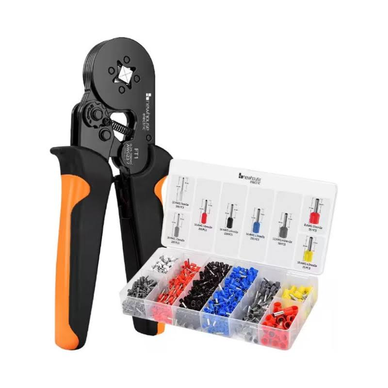 Newhouse Electric Ferrule Crimping Tool Kit with Wire Crimper Tool, Wire Ferrule Container, and 1,200 Electrical Wire Connectors
