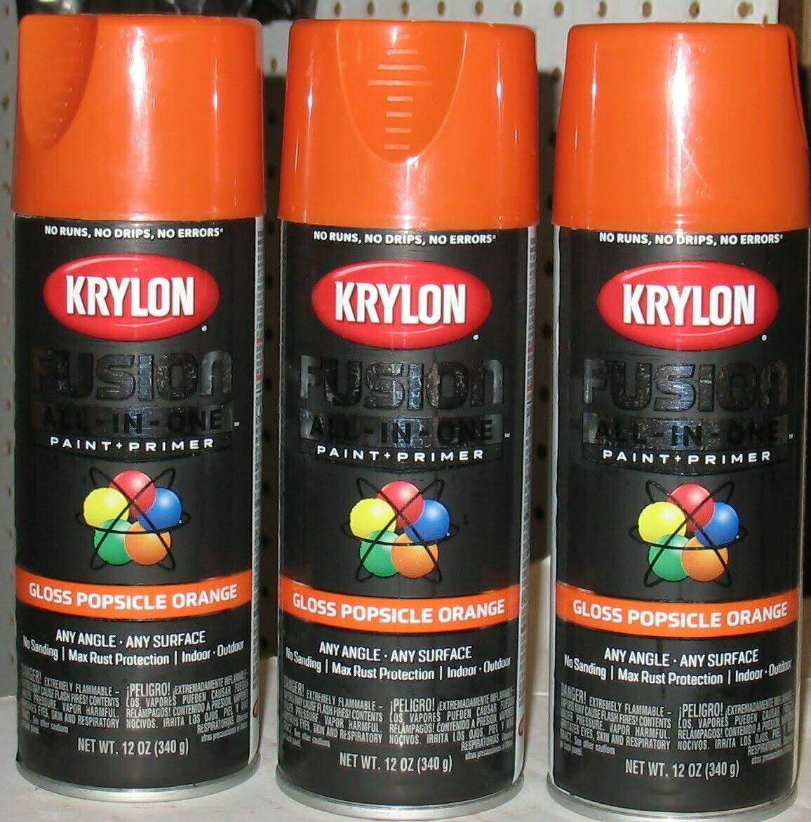 Krylon Fusion All-in-One Spray Paint, Gloss Popsicle Orange, 12 oz.