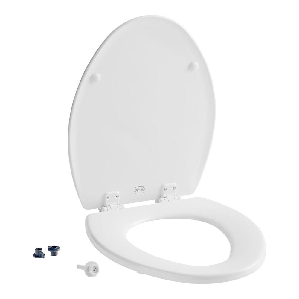 Bemis 1500EC 000 White Elongated Enameled Wood Toilet Seat with Lid