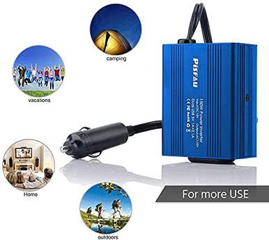 Pisfau, 150W Power Inverter DC 12V to 110V AC Car Outlet Adapter with 2 USB Ports and Car Converter for Plug Outlet