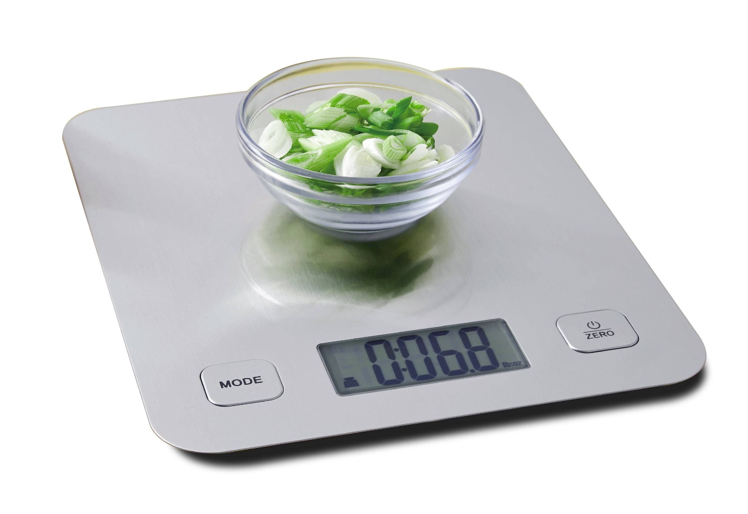 Mainstays Accurate to 1 Gram Stainless Steel LCD Digital Display Kitchen Scale & Food Scale- 11 lb