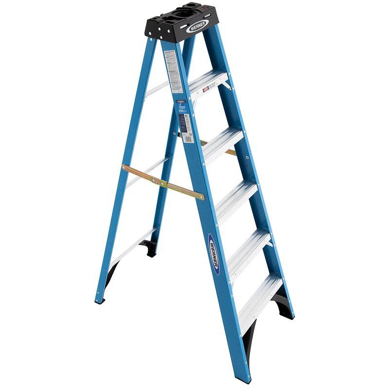 Werner 6 ft. Fiberglass Step Ladder with 250 lb. Load Capacity Type I Duty Rating FS106