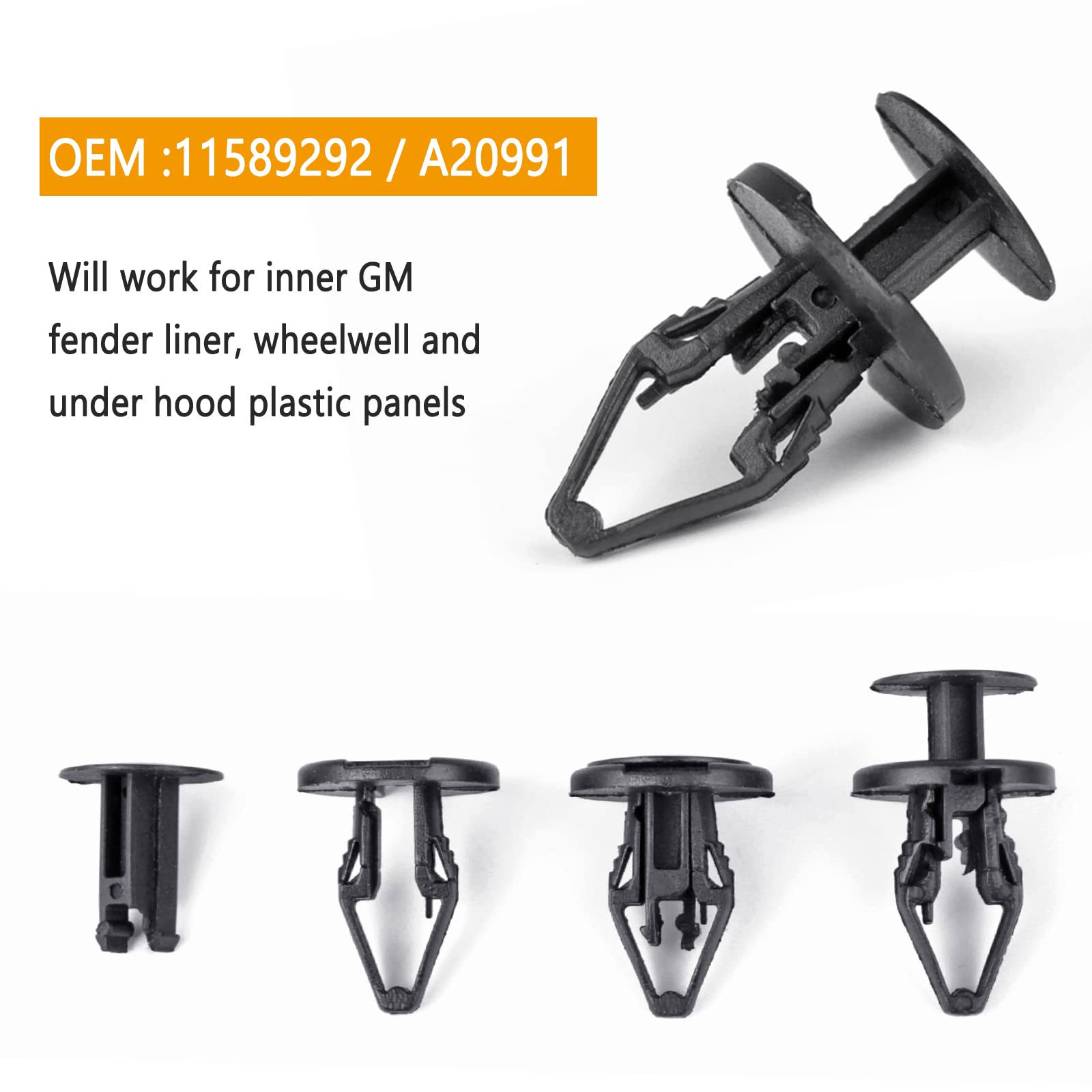 UNIGT 3 in 1 GM A20991 Fender Liner Clips Compatible with 11589292 Bumper Fastener Rivet 21030249 Door Trim Panel 1605396/1595864 GMC Trucks Buick