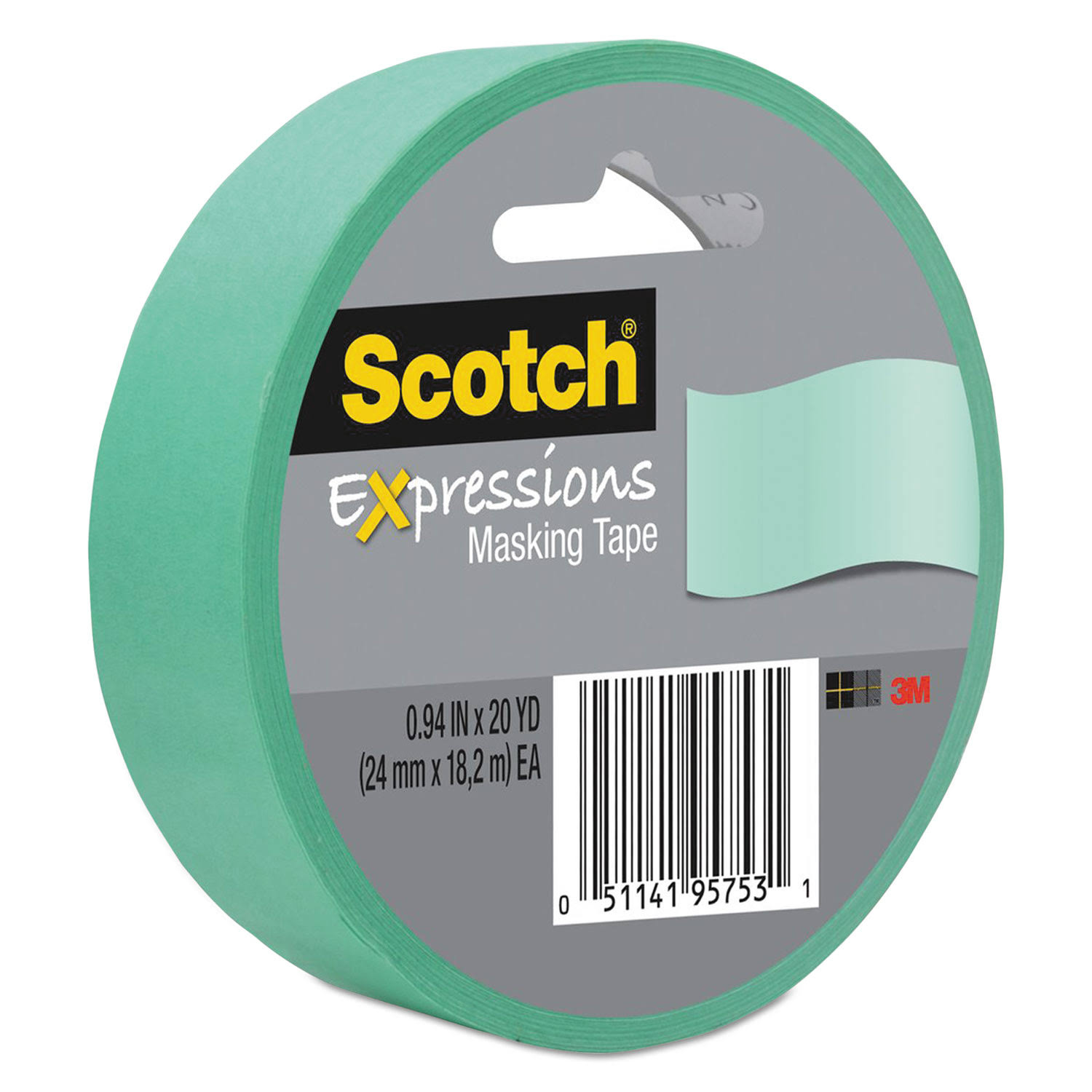 3M Scotch Expressions Masking Tape, Mint, 1