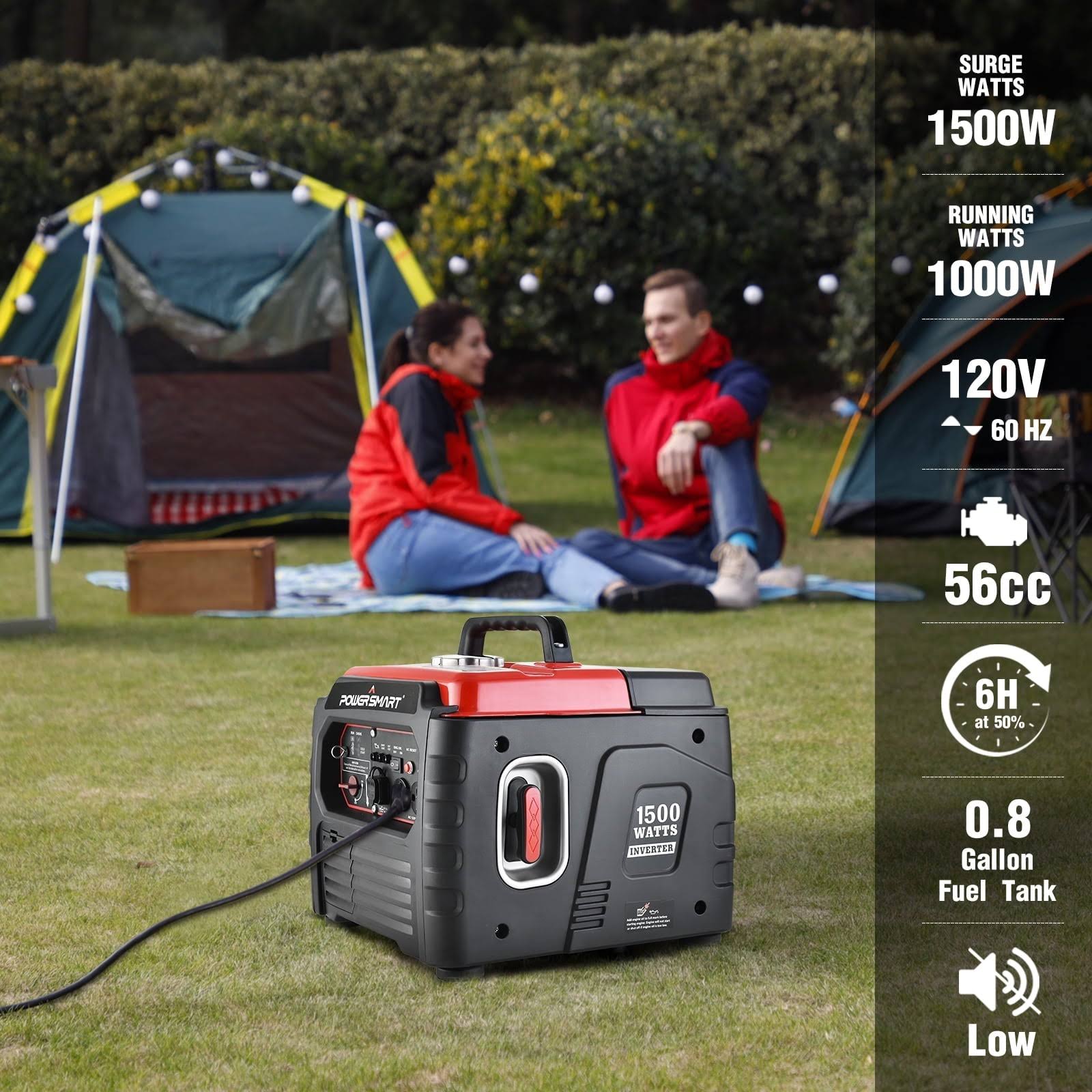 Powersmart 1500 Watt Portable GAS Power Generator for Outdoor Camping and Home Use, Inverter Generator , PS55, Size: One size, Black
