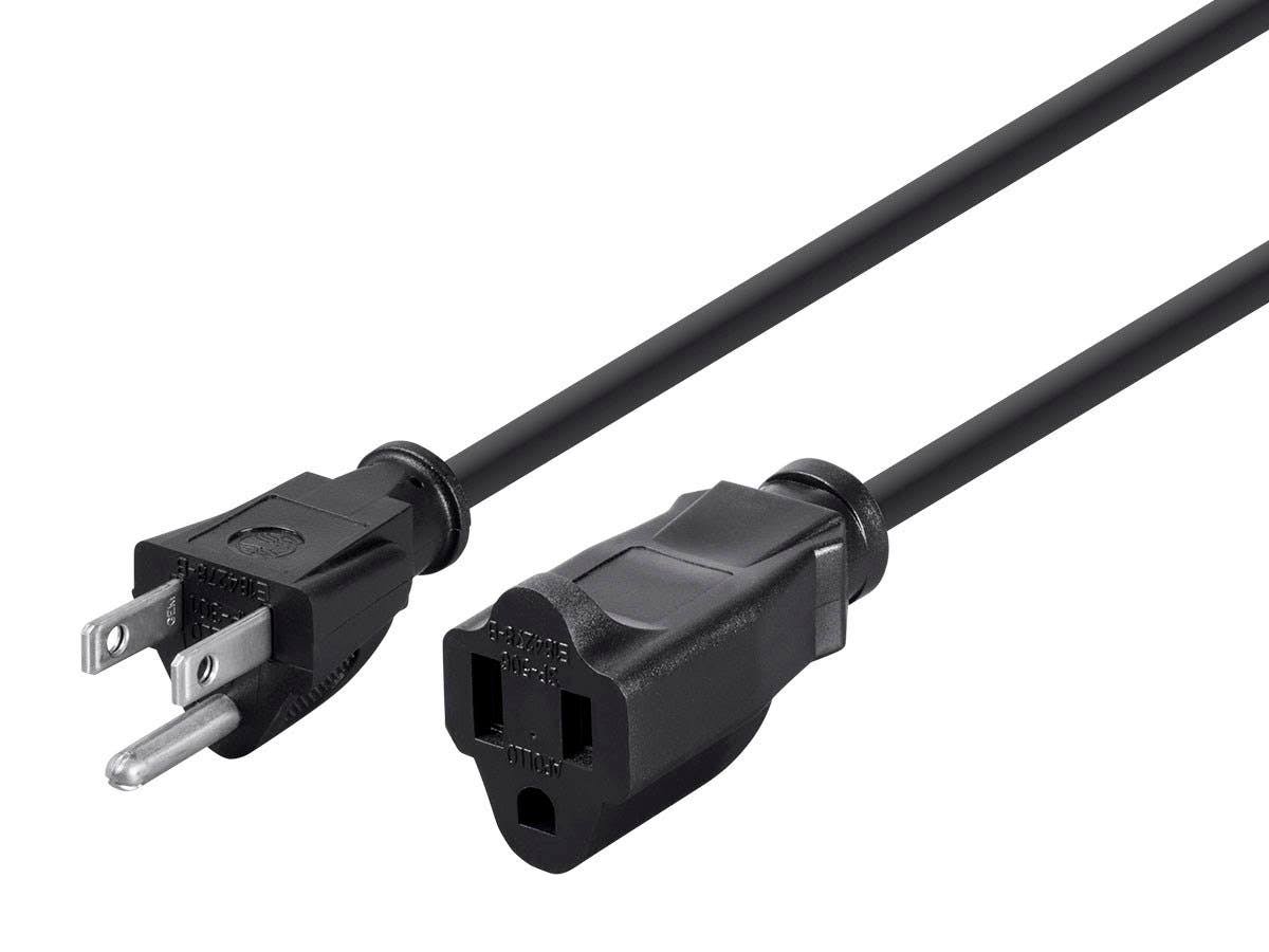 Monoprice 2' 16AWG Power Extension Cord Cable, Black