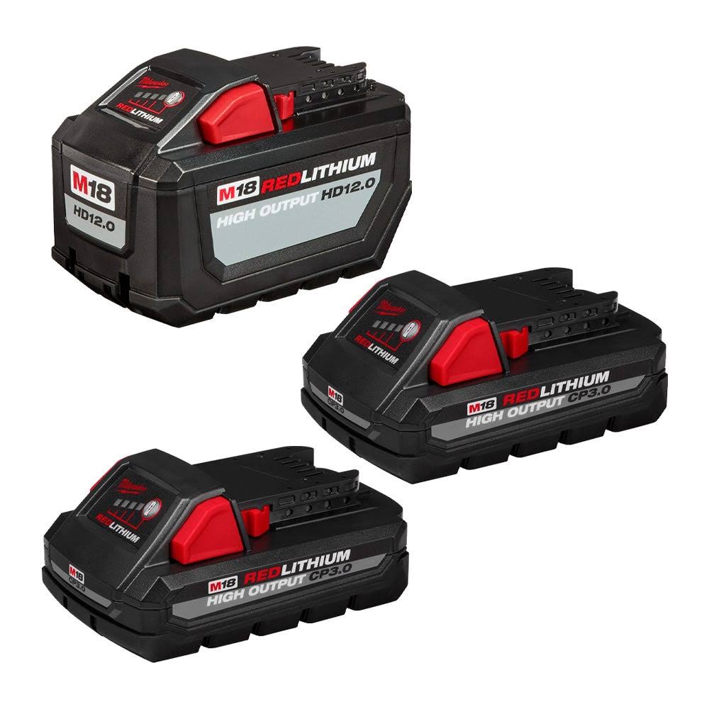 Milwaukee M18 REDLITHIUM High Output HD12.0 & M18 REDLITHIUM High Output CP3.0 Batteries- 48-11-1812P3