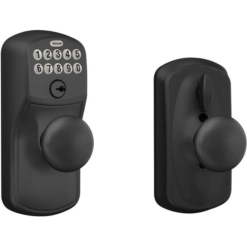 Schlage FE595 PLY/PLY Plymouth Keypad Flex-Lock Entry Knobset with Plymouth Knob Matte Black