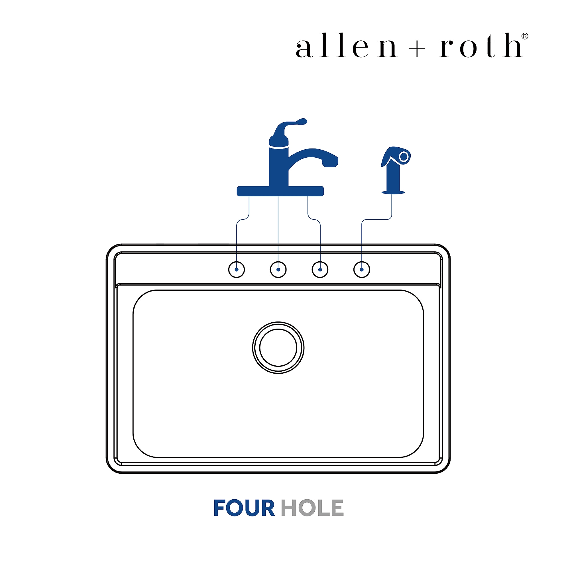 Allen + Roth The Fenway Drop-In 33-in x 22-in Stainless Steel Single Bowl 4-Hole Kitchen Sink | VT3322A18-S