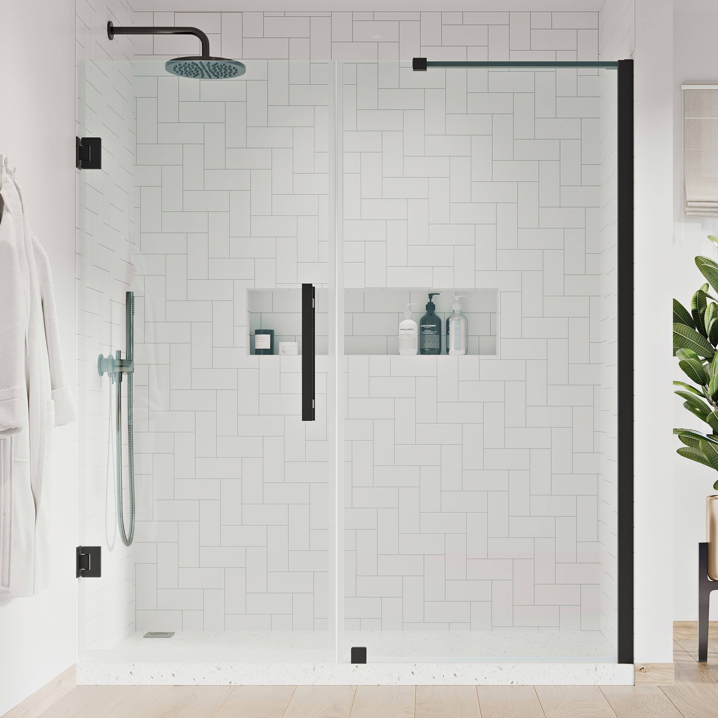 Ove Decors Tampa-Pro 54 3/8 in. W x 72 in. H Pivot Frameless Shower in SN