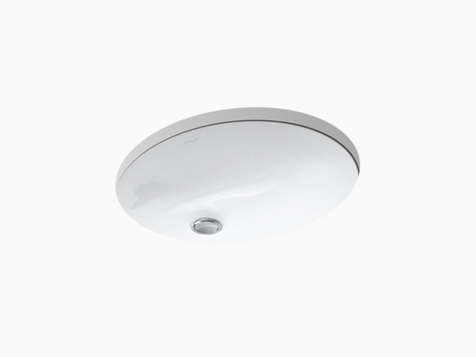 Kohler Caxton White Oval Undermount Bathroom Sink with Overflow