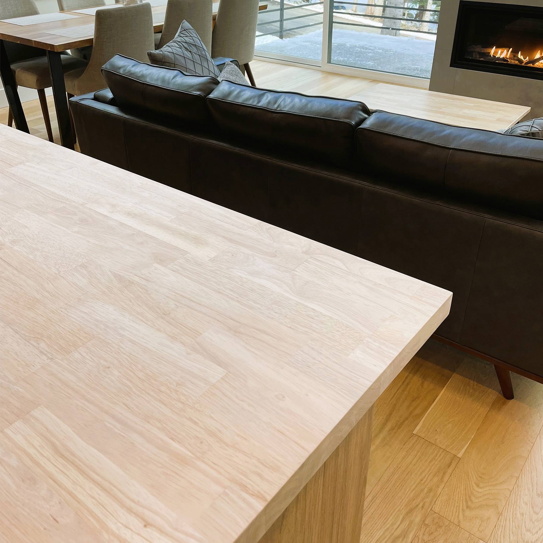 Allen + Roth 48-in x 25-in x 1.5-in Natural Straight Butcher Block Hevea Countertop | AR1525FJRW-48