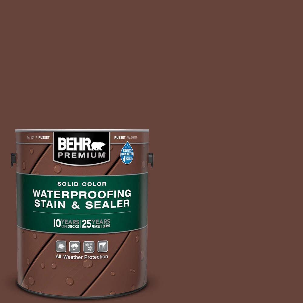 BEHR Premium 1 gal. #SC-117 Russet Solid Color Waterproofing Exterior Wood Stain and Sealer
