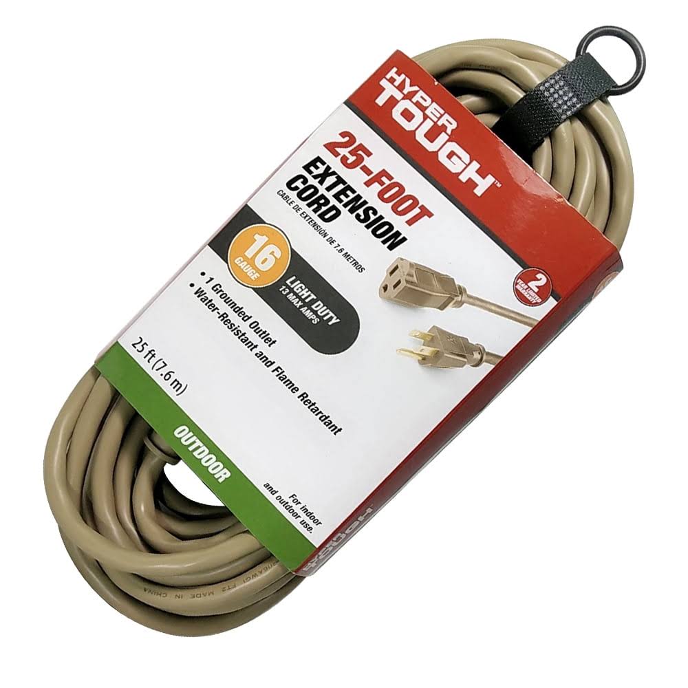 Hyper Tough 16/3 Tan for Indoor & Outdoor Use Extension Cord- 25 ft