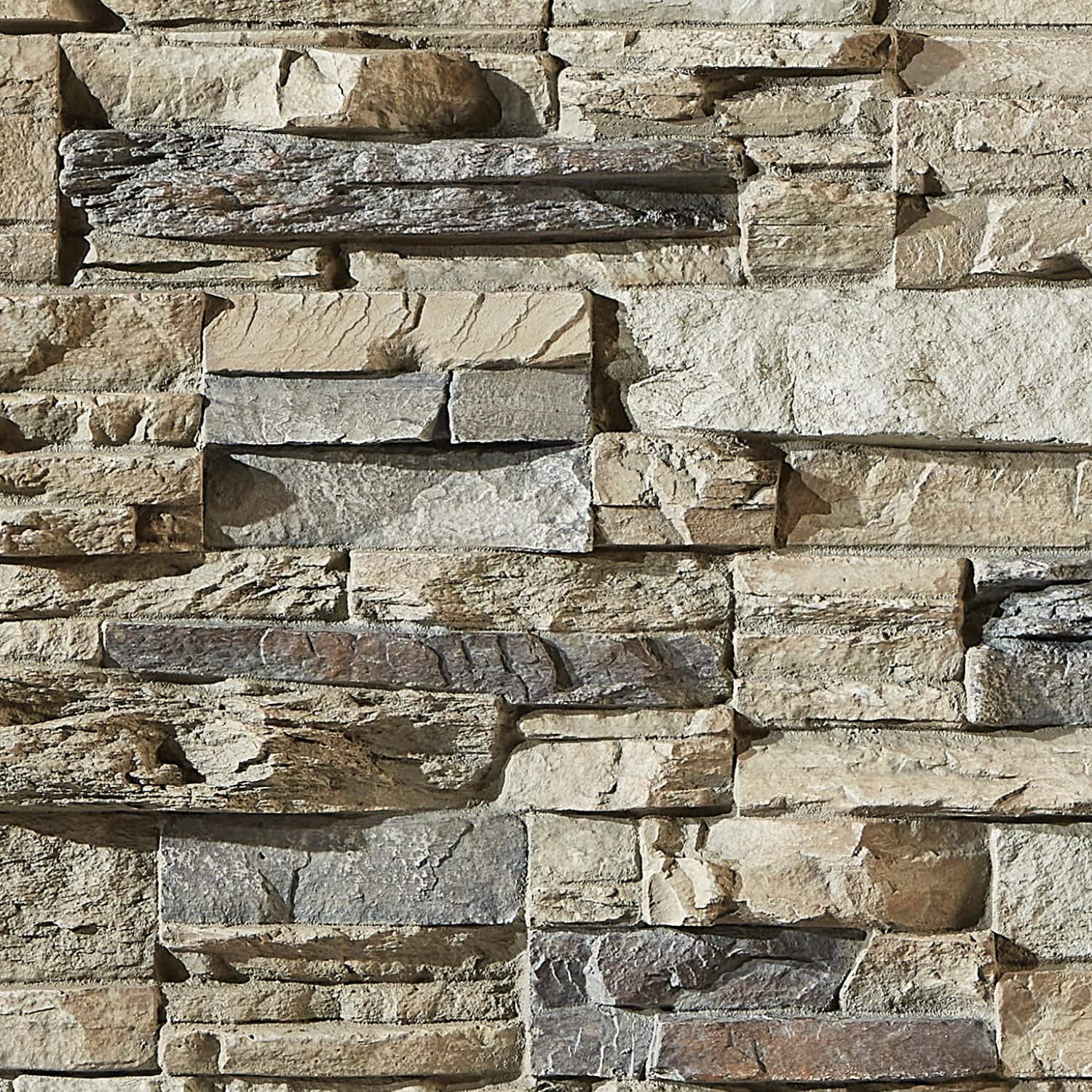 AZ Faux High-Density Polyurethane Faux Stone Wall Covering Panels for Interior and Exterior Decor | Stacked Stone Siding Panel | Sedona | 8 inchl x 8
