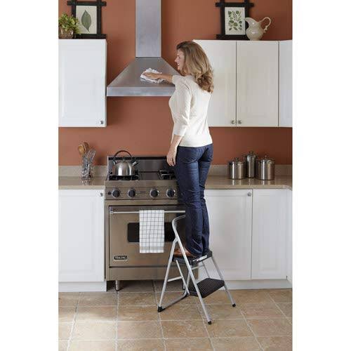 Cosco 11135CLGG1 2-Step Folding Steel Step Stool, 200lbs, 17 3/8W x 18D x 28 1/8h, Cool Gray