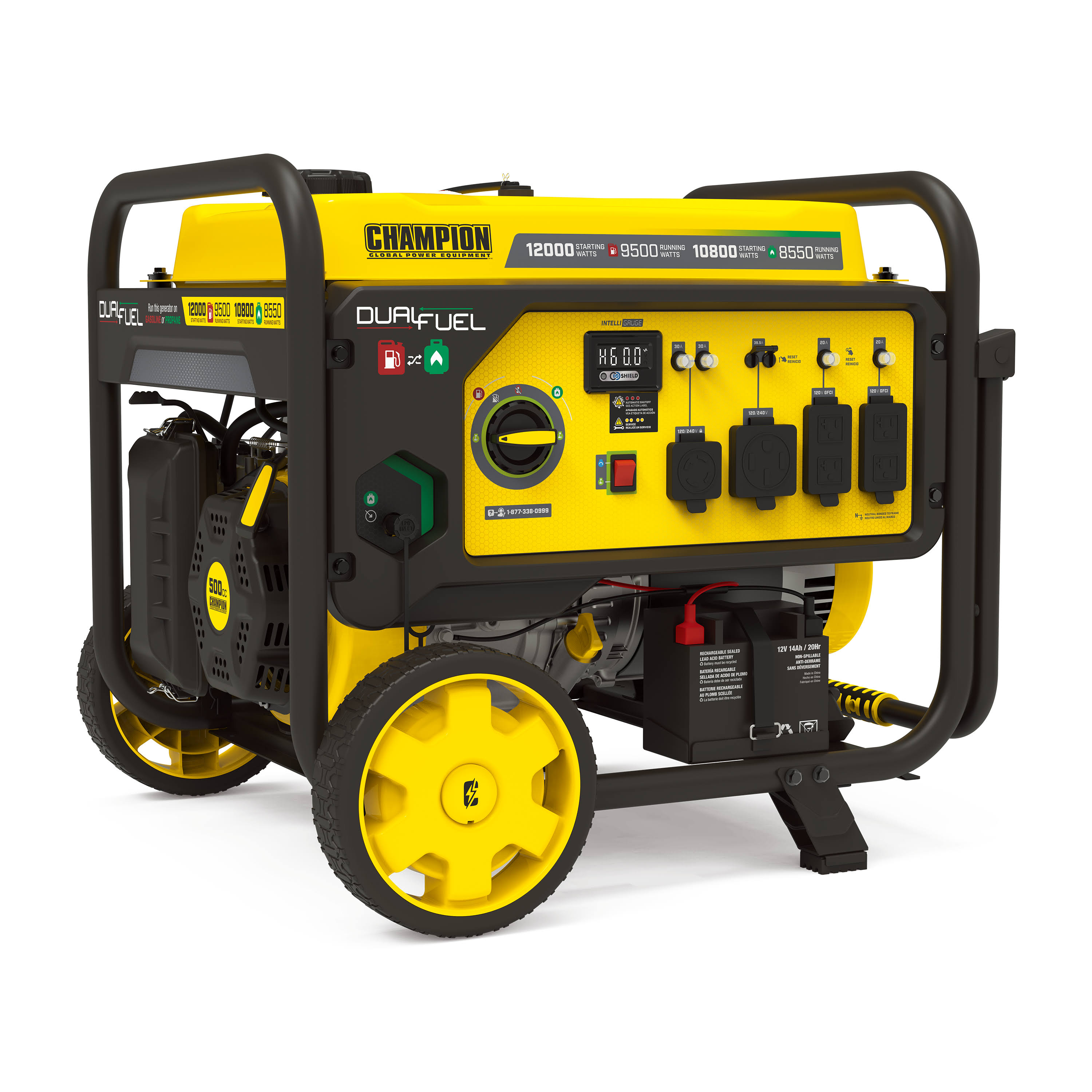 Champion Power Equipment 9500-Watt Dual Fuel Portable Generator with Co Shield