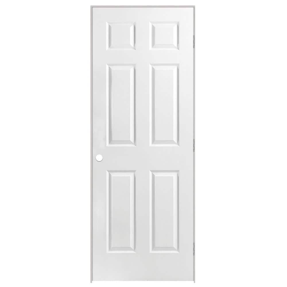 Masonite 24 in. x 80 in. 6-Panel Left-Handed Solid Core Smooth Primed Composite Single Prehung Interior Door, Primed White