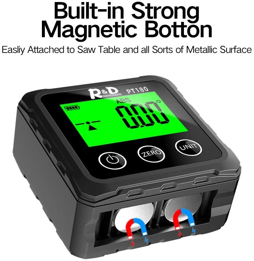 Rdinscos Digital Angle Finder Magnetic PT180 Table Saw Angle Finder Tool- Digital Inclinometer-4 of 90 Degree Finder Angle Cube-ip54 Digital Protractor
