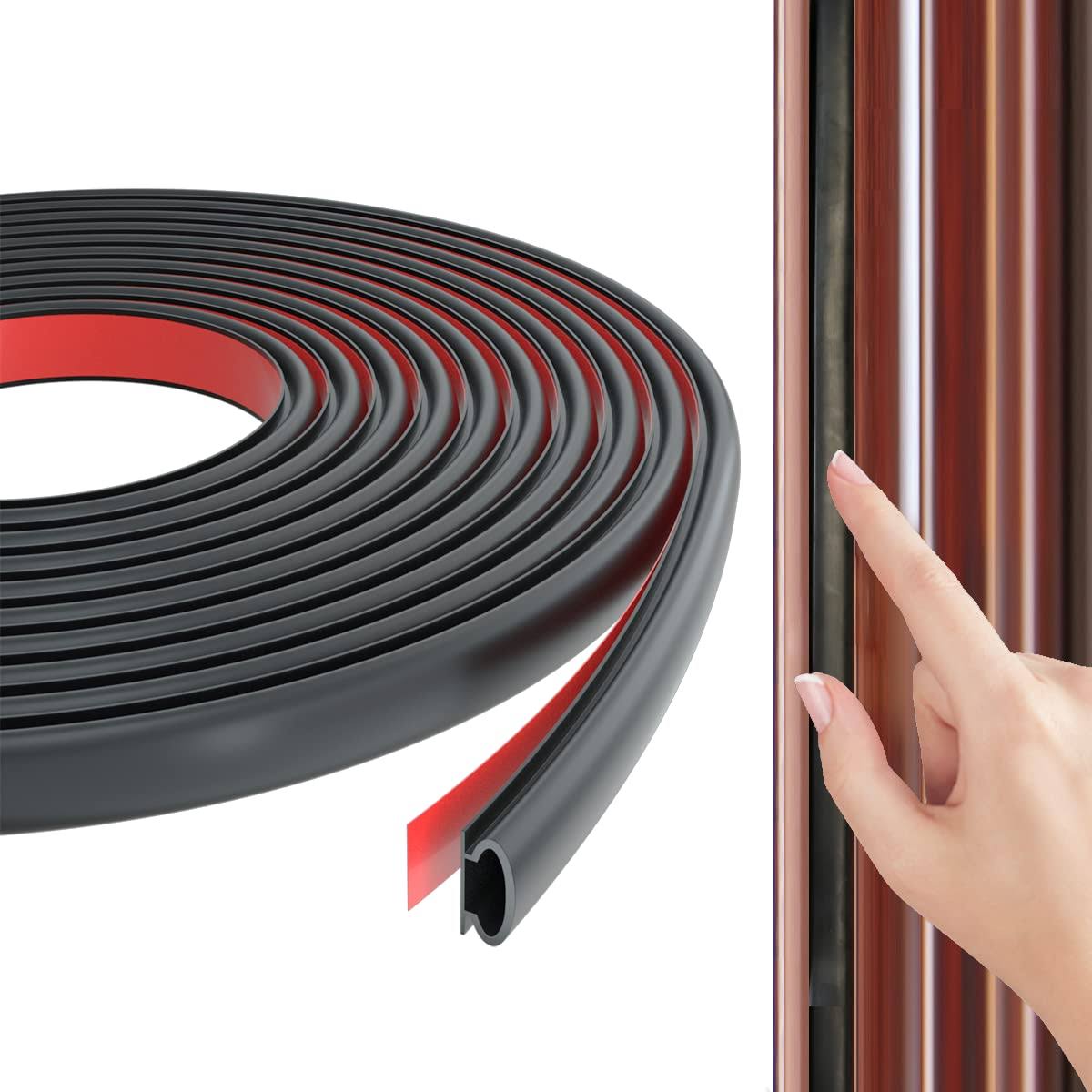 KAYLEINSTER 49 ft Rubber Door Weather Stripping Door Seal Strip for Doors & Windows,Self-Adhesive Door Insulation Strip, Soundproof Door Sealers for Door Frame