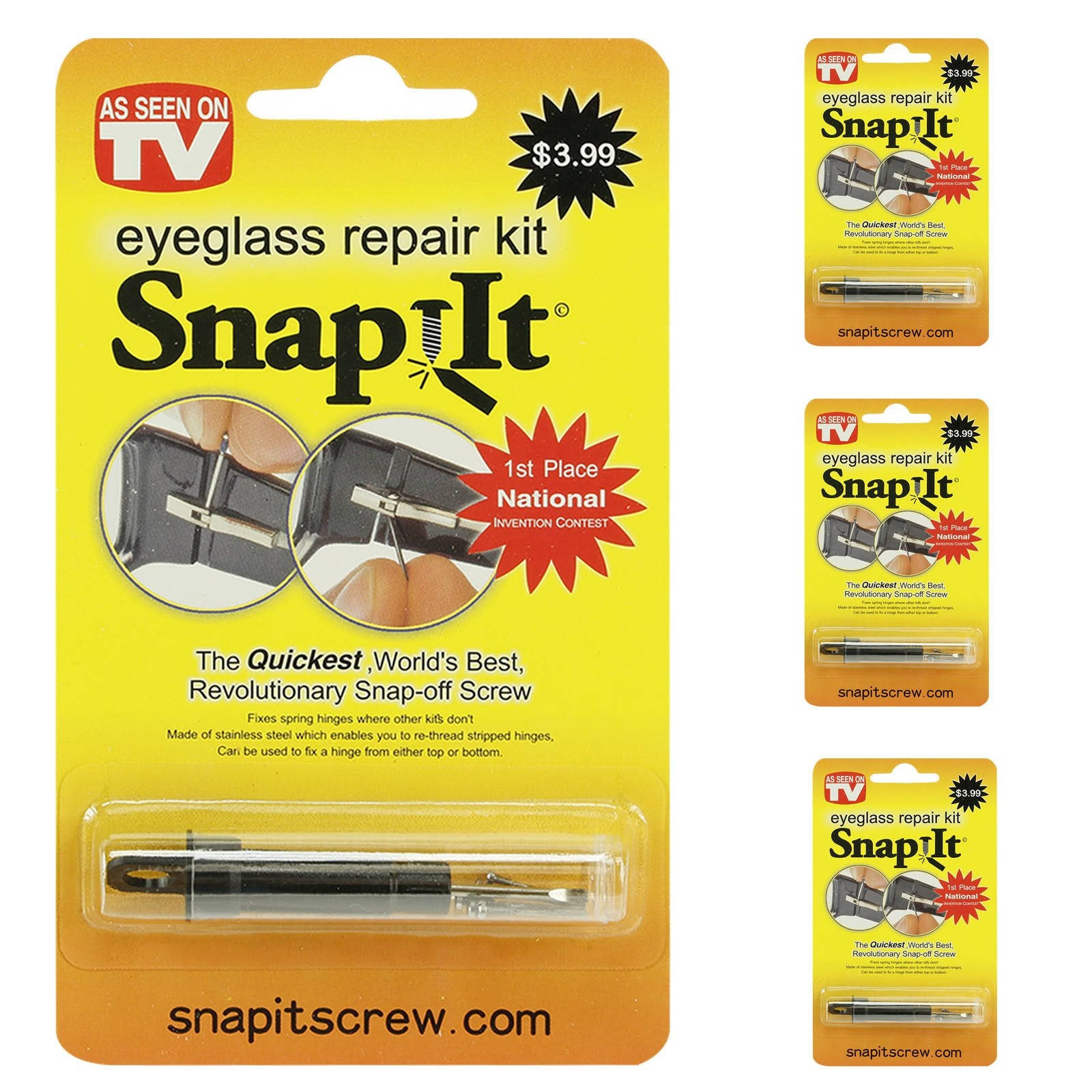 Set of 3 Snap It Eyeglass Repair Kits- As Seen on TV- One for Home, Work & Travel! by Glasses Accessories