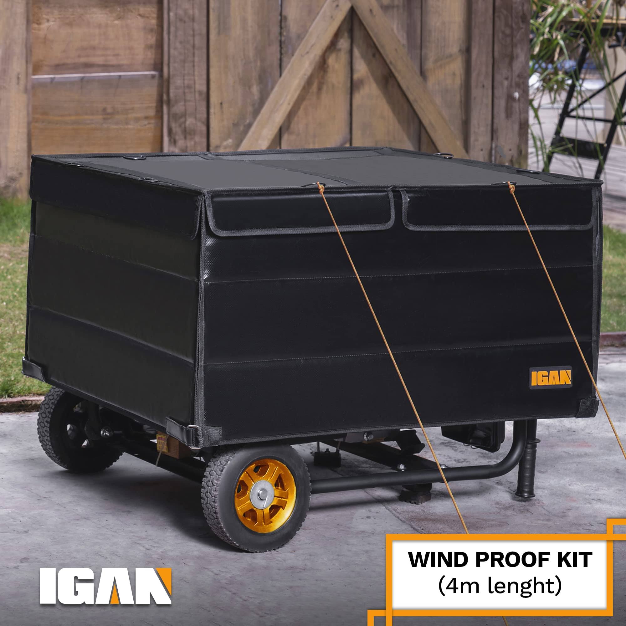 Igan Generator Tent Running Cover Pro-Max, Ultra Heavy Duty Tarpaulin Enclosure with Windproof Kit, Portable All-Weather Generator Rain Shelter for