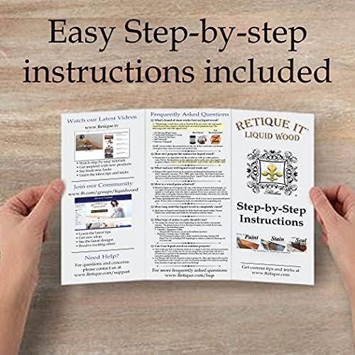 Retique It Liquid Wood- Pint Light with Golden Oak Stain- Stainable Wood Fiber Paint- Put A Fresh Coat of Wood on It (16oz LW, Golden Oak)