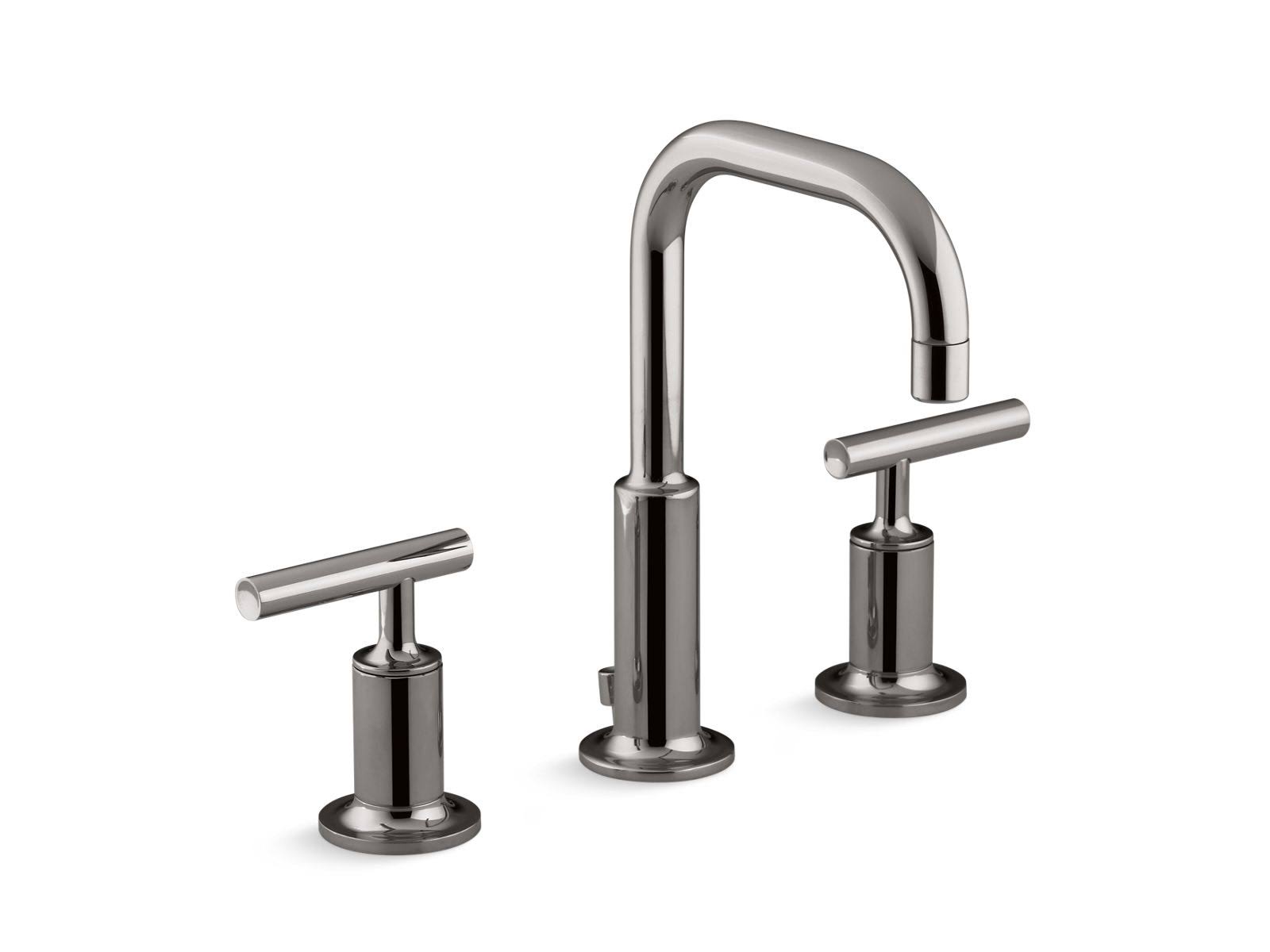 Kohler K-14406-4-TT Vibrant Titanium Purist Widespread Bathroom Sink Faucet with Lever Handles, 1.2 GPM