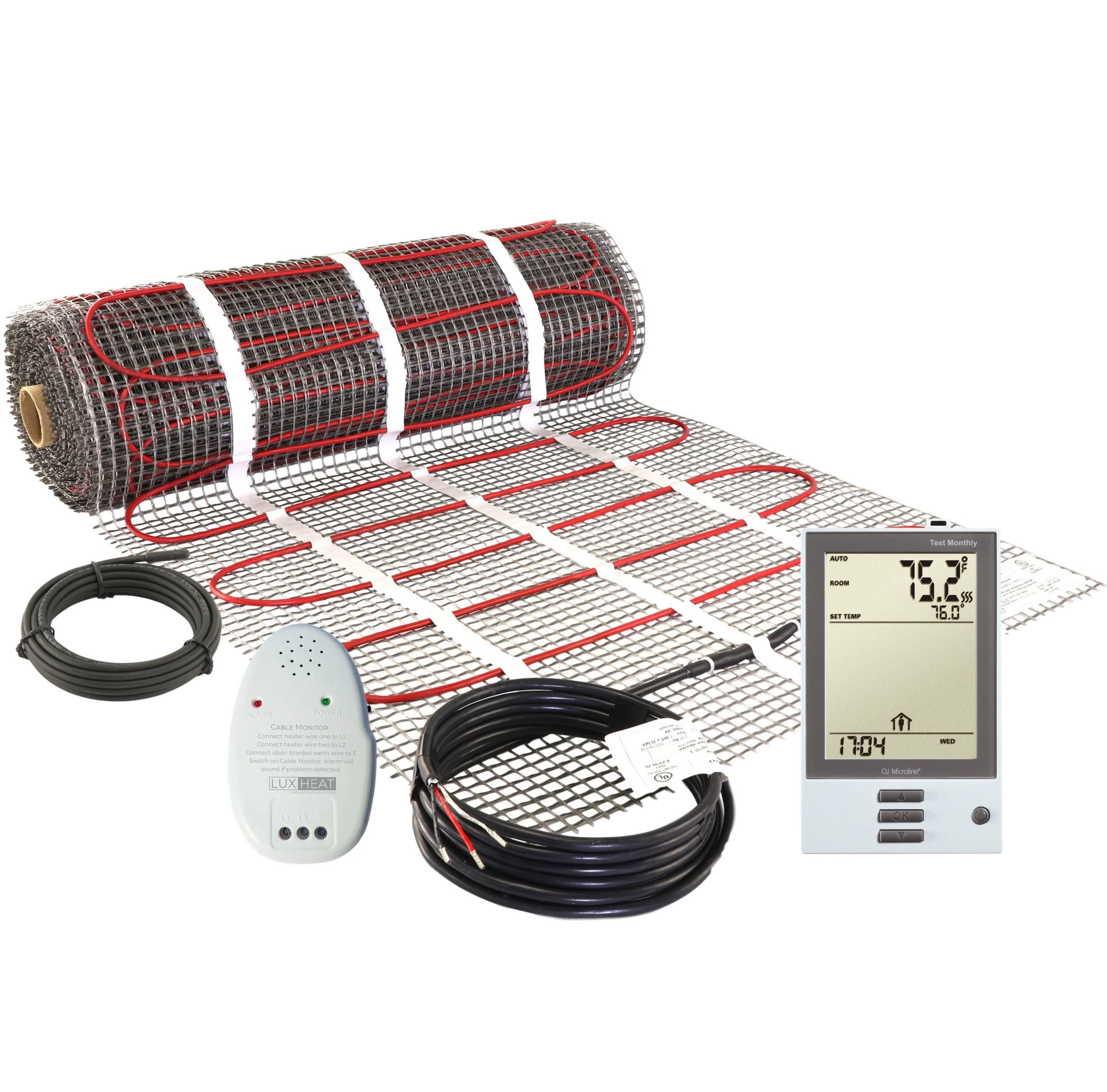 LuxHeat Radiant Electric Floor Heating Mat Kit with Programmable Thermostat & Installation Monitor 120V / 20 Sqft