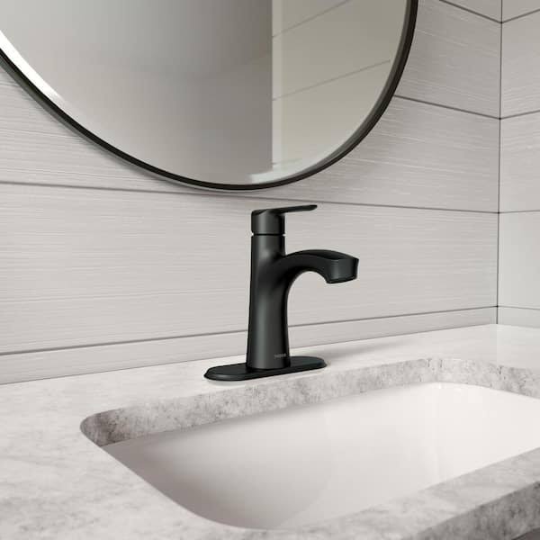 Moen Findlay Single-Handle Single-Hole Bathroom Faucet in Matte Black