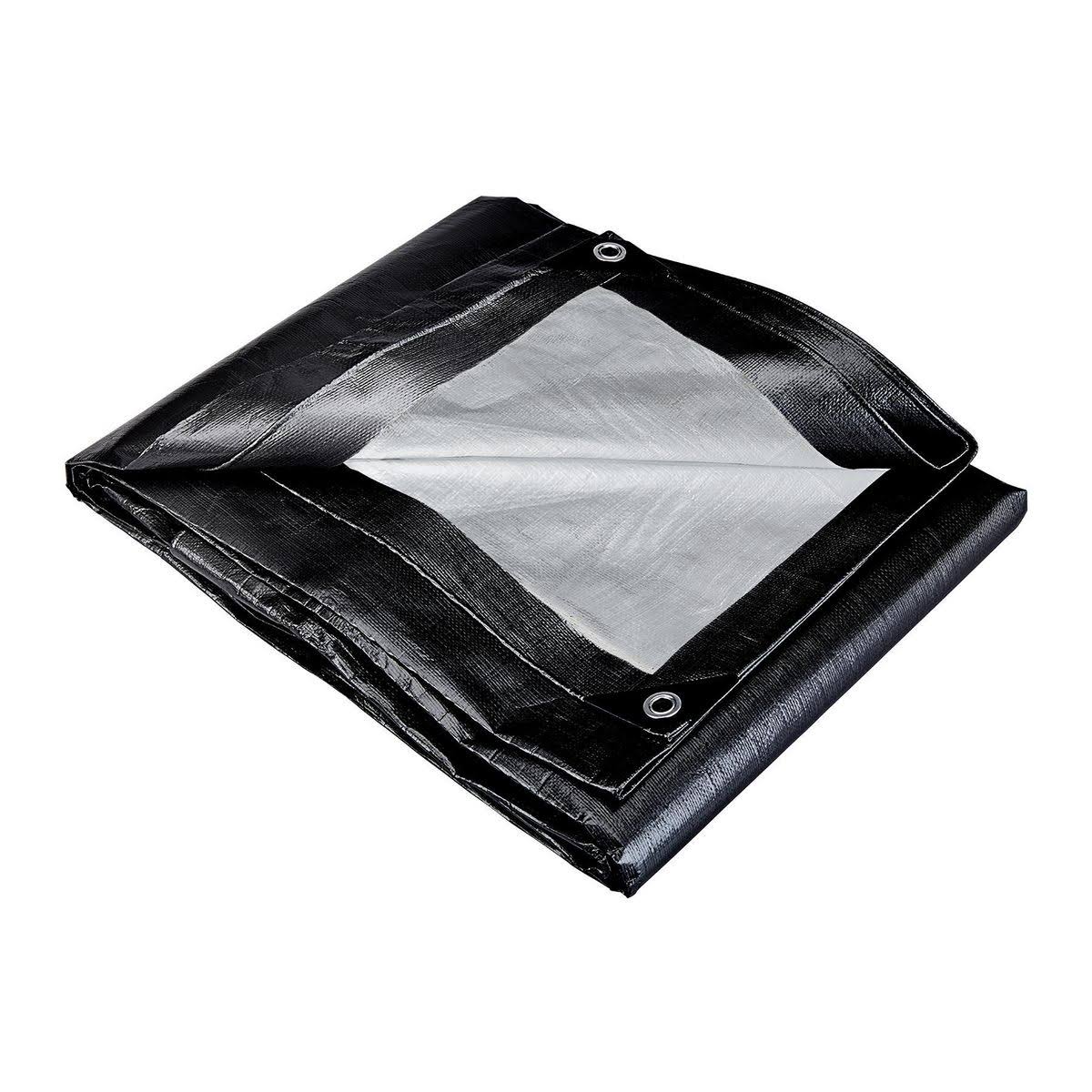 8 ft. x 10 ft. Silver and Black Extreme-Duty, Weather-Resistant Tarp