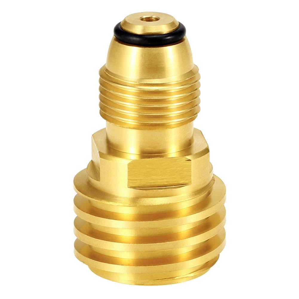 Hooshing Propane Tank Adapter Converts Pol LP Tank Service Valve to Qcc1 / Type1 Hose or Regulator Solid Brass Old to New