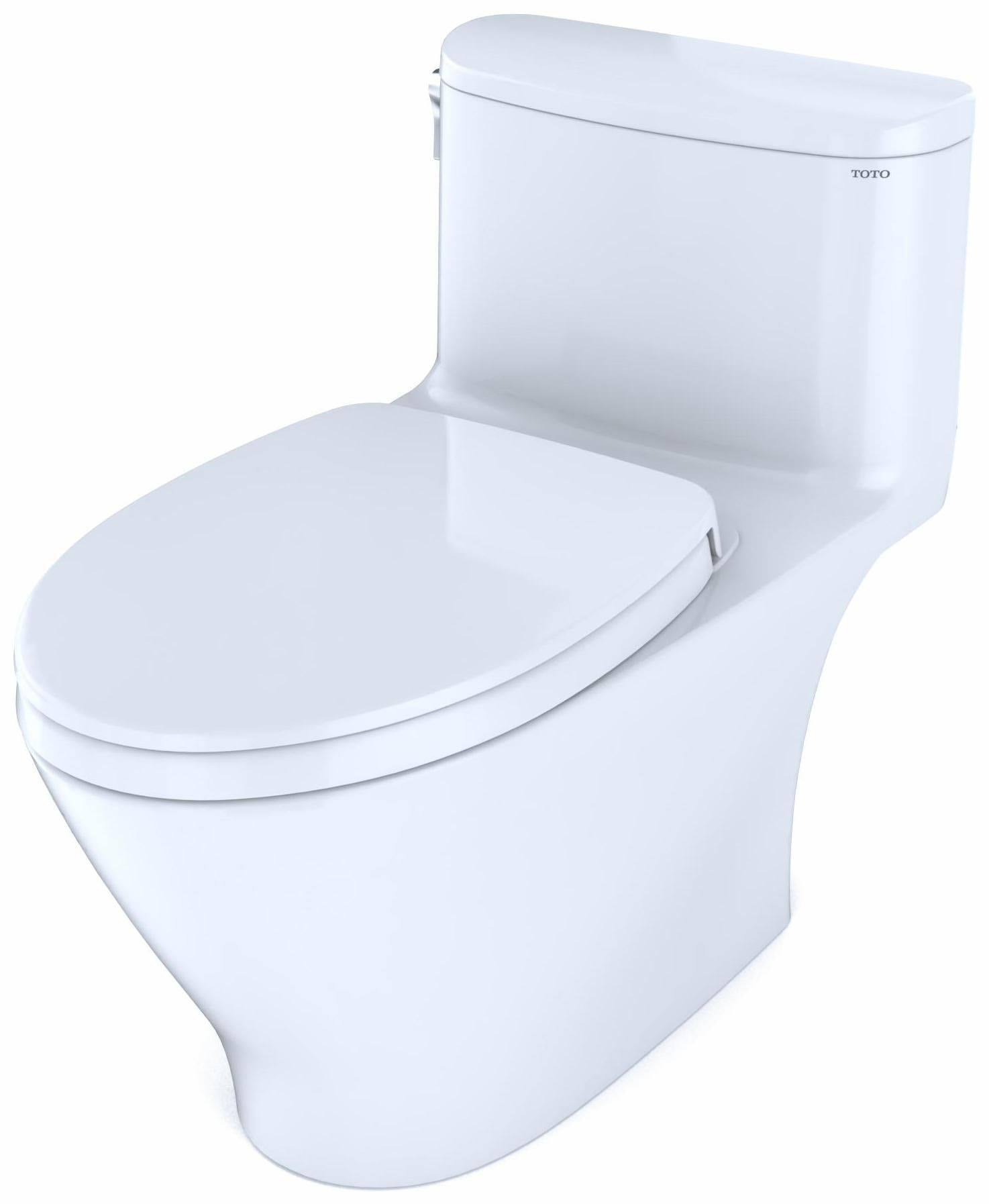 Toto MS642124CEFG#01 Nexus One-Piece Elongated 1.28 GPF Universal Height Toilet with CeFiONtect and SS124 SoftClose Seat , Cotton White