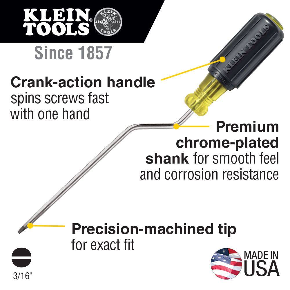 Klein Tools 670-3 Rapi-Driv Screwdriver, 3/16-Inch Cabinet Tip, 4-Inch Shank