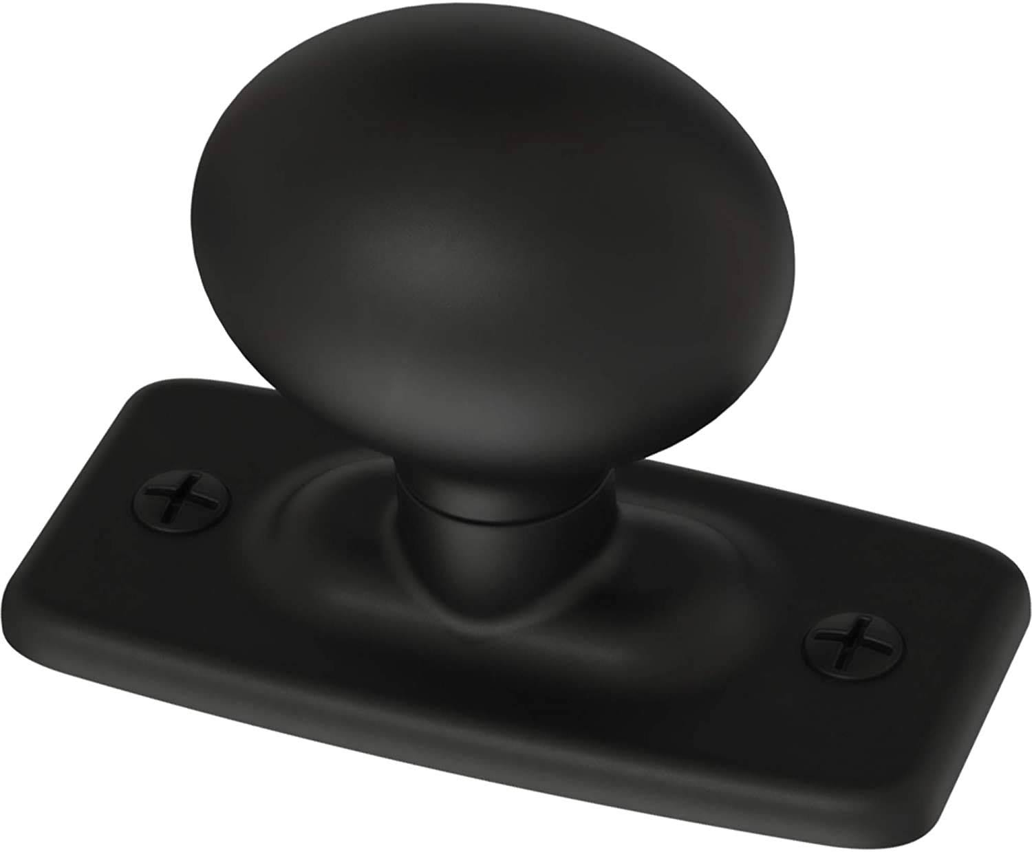 Liberty Hardware P28198K-FB-C Iron Craft 1 inch Oval Cabinet Knob with Backplate- Matte Black