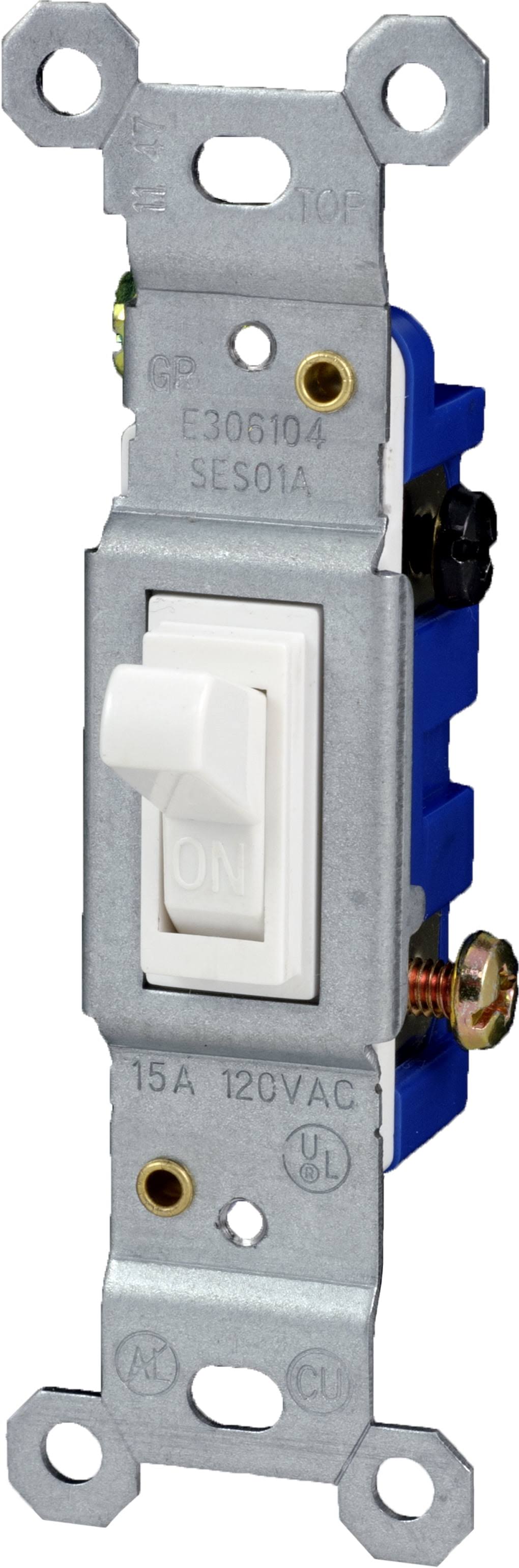Hyper Tough White Grounding Single Pole Switch 53128-t1