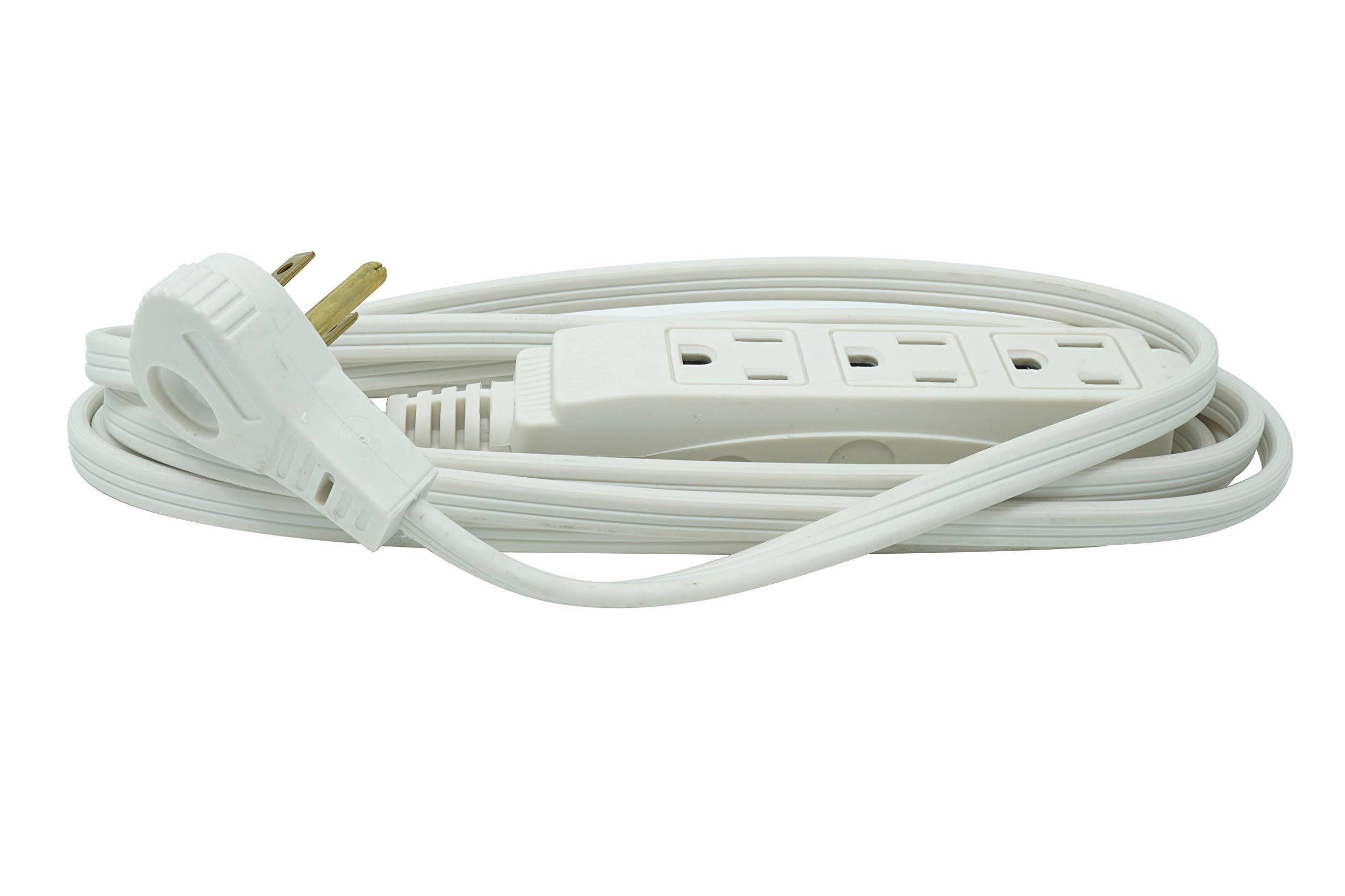 Woods Slimline 2241 16/3 Flat Plug Indoor Extension Cord 8-Foot 3 Outlets Right Angled Plug Space Saving Design UL Listed