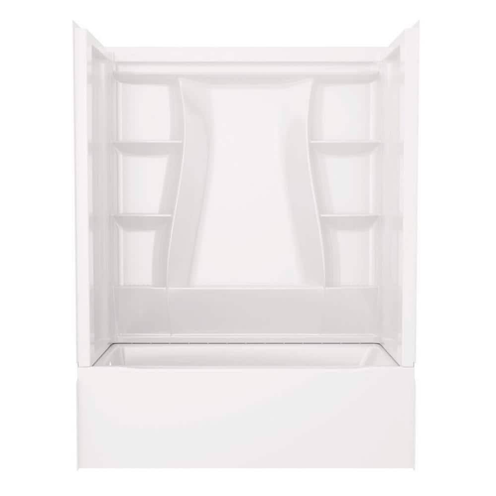 Delta Classic 500 60 in. x 30 in. Alcove Left Drain Bathtub and Wall Surrounds in High Gloss White