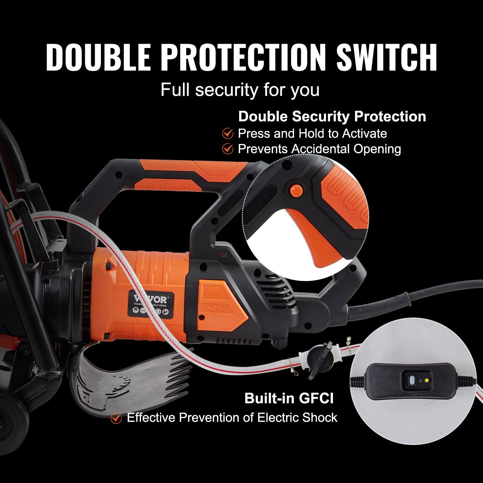 VEVOR Electric Concrete Saw, 16 in, 3200 W 15 A Motor Circular Saw Cutter with Max. 6 in Adjustable Cutting Depth, Wet Disk Saw Cutter Includes