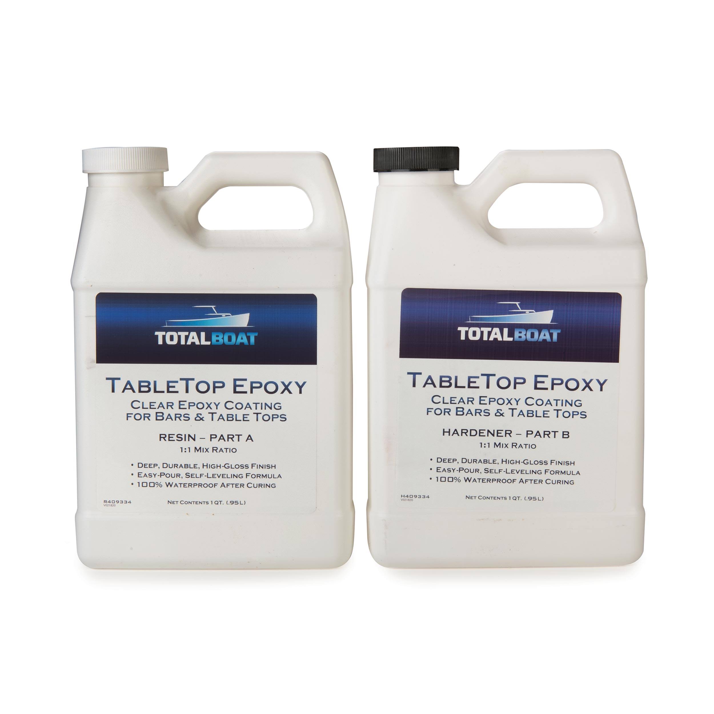 TotalBoat Tabletop Epoxy Crystal Clear Resin 2 Quart Kit for Bars & Tables