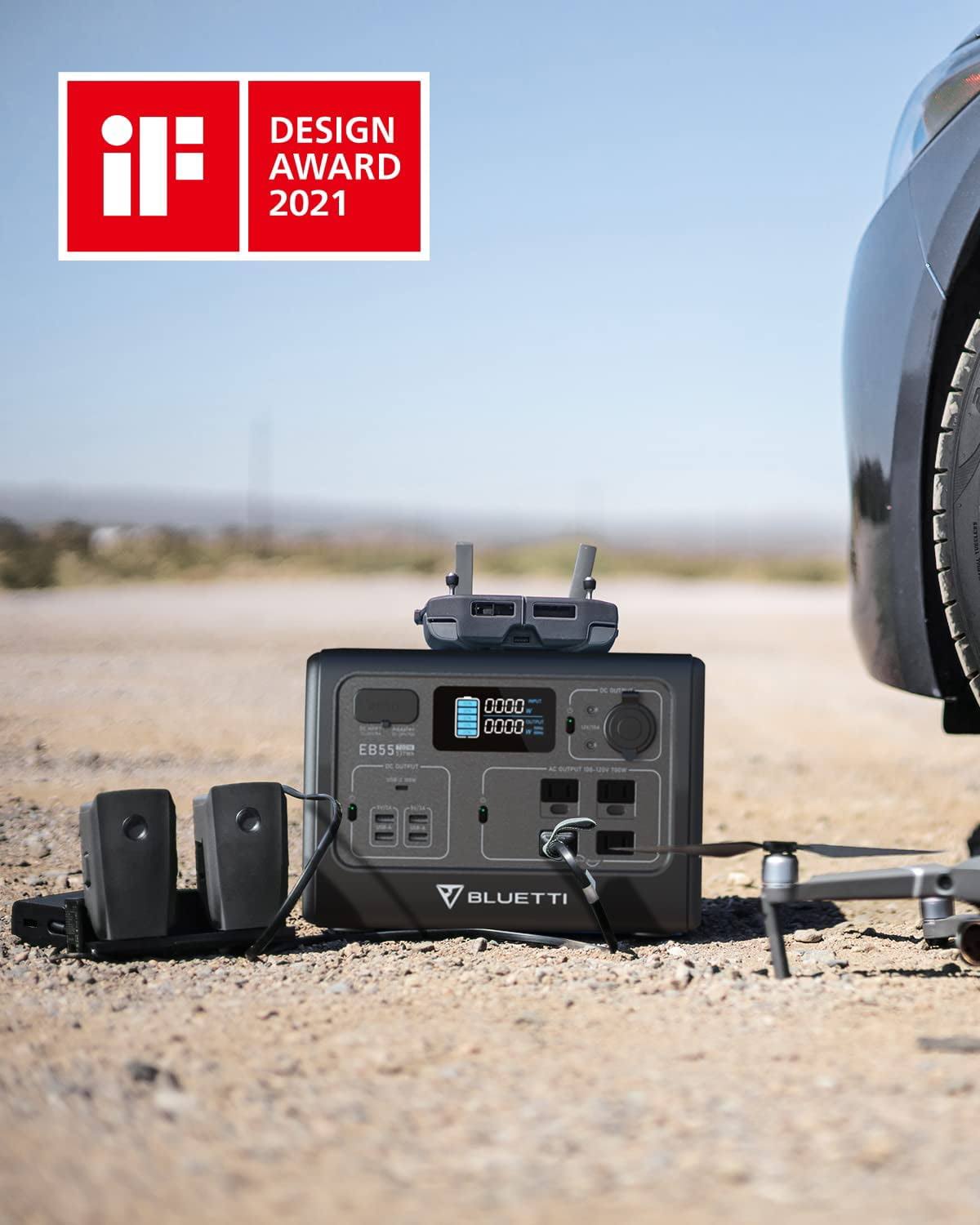 BLUETTI Portable Power Station, EB55 Solar Generator, 537Wh Capacity ,700w AC Output, for Home House Use,Emergency, Outdoor Camping, Size: Small, Gray